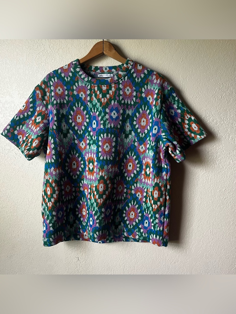 ZARA Colorful Geometric  Thick Knit Top